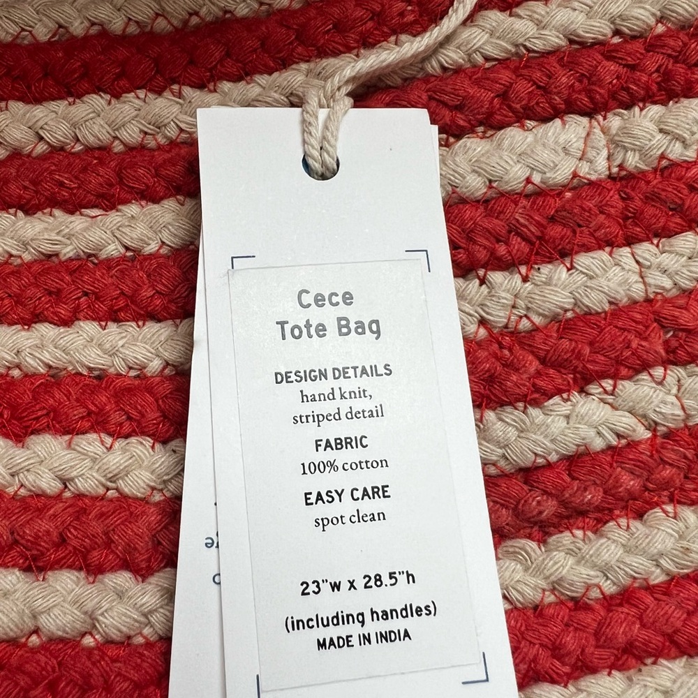 Mersea orange and cream Striped Tote Bag - Picture 4 of 5